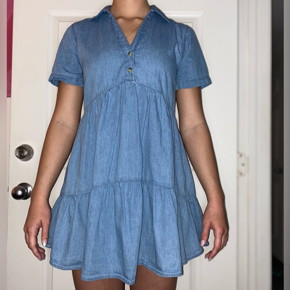 Denim casual mini dress